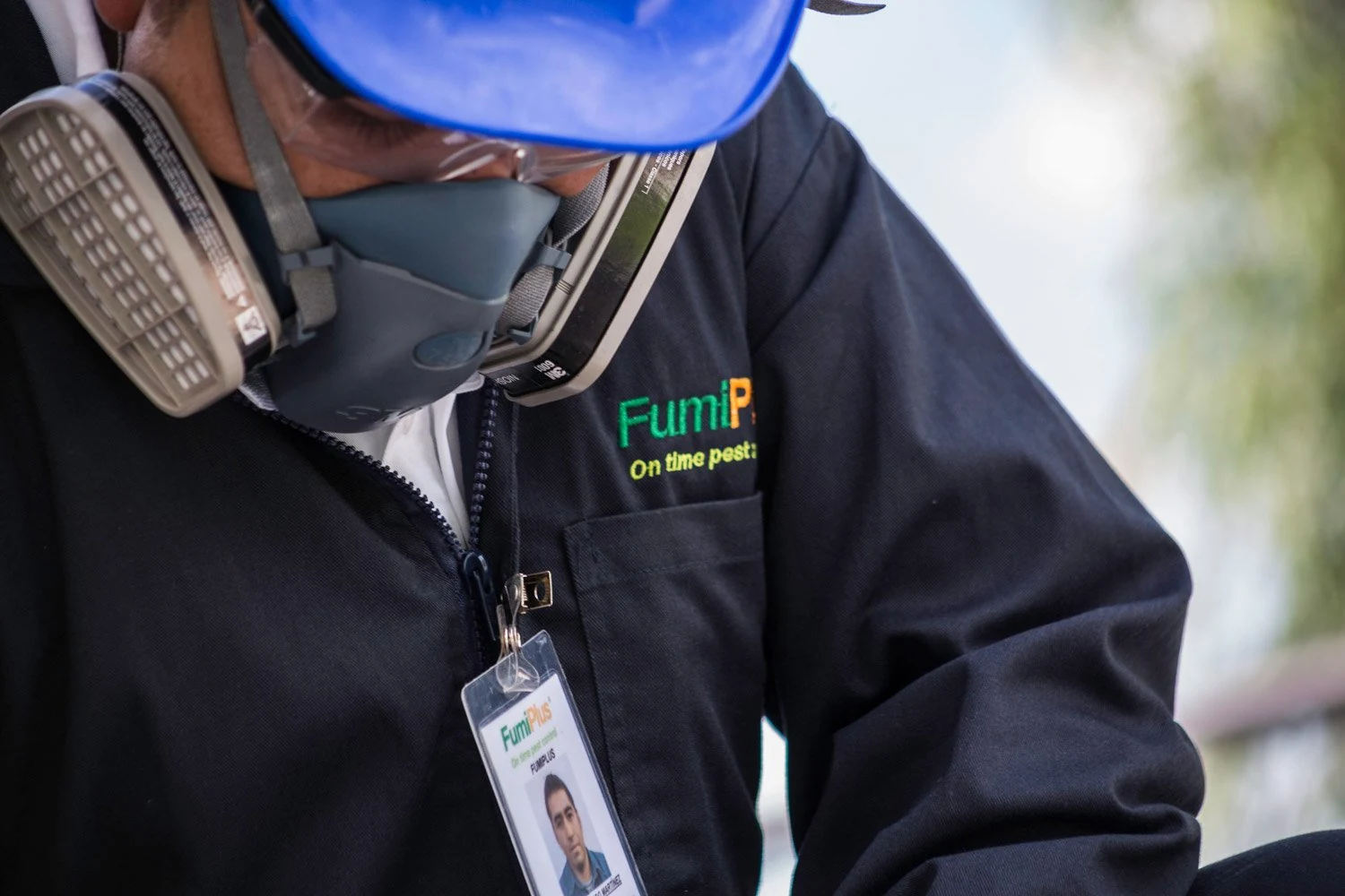 Técnico de FumiPlus aplicando tratamiento profesional
